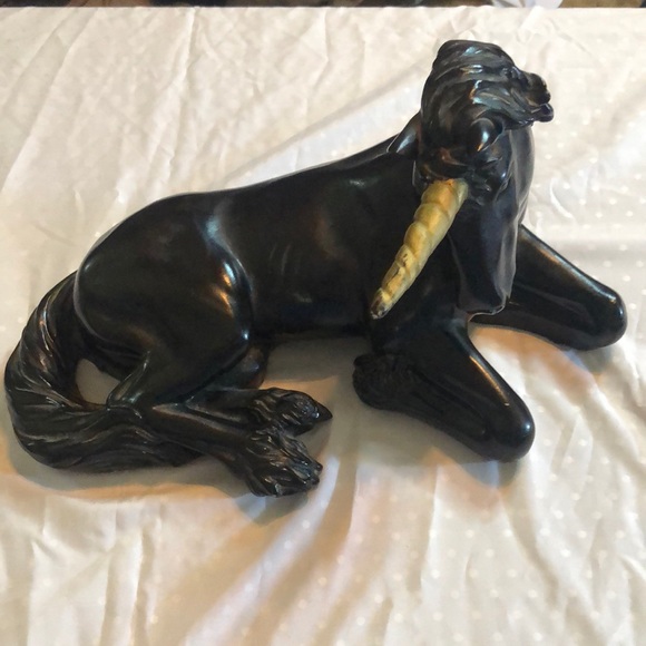 Black unicorn whimsigoth dark goth decor vintage statuary 1981 marked Statue - Picture 4 of 11